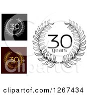 Clipart Of 30 Years Laurel Wreath Anniversary Designs Royalty Free Vector Illustration