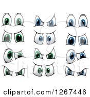 Clipart Of Pairs Of Expressional Green And Blue Eyes Royalty Free Vector Illustration