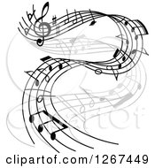 Clipart Of Grayscale Flowing Music Notes Royalty Free Vector Illustration