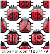 Poster, Art Print Of Seamless Pattern Background Of Square Ladybugs