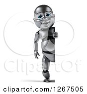 Clipart Of A 3d Metal Baby Robot Royalty Free Illustration