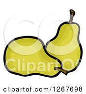 Clipart Of Two Green Pears Royalty Free Vector Illustration