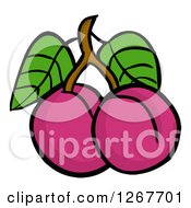 Clipart Of A Branch With Plums Royalty Free Vector Illustration