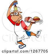 Poster, Art Print Of Chef Bull Lifting His Hat To Show Bbq Sauce And Holding A Tray Of Brisket And Pulled Pork