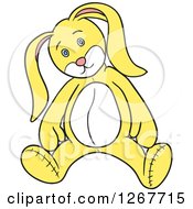 Clipart Of A Yellow And White Stuffed Bunny Rabbit Toy Royalty Free Vector Illustration