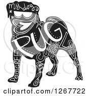 Black And White Pug Dog With Text