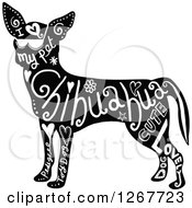 Clipart Of A Black And White Chihuahua Dog With Text Royalty Free Vector Illustration