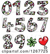 Poster, Art Print Of Colorful Sketched Dot Patterned Numbers