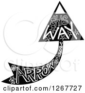 Clipart Of A Black And White Arrow With Doodle Text Royalty Free Vector Illustration