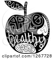 Poster, Art Print Of Black And White Apple With Doodle Text