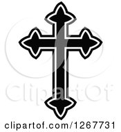 Clipart Of A Black And White Celtic Christian Cross Royalty Free Vector Illustration