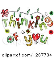 Poster, Art Print Of Colorful Sketched Thinking Of You Text