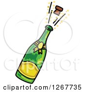 Poster, Art Print Of Sketched Champagne Bottle And Popping Cork