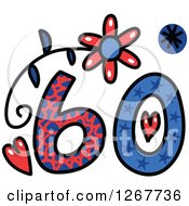 Poster, Art Print Of Colorful Sketched Patterned Number 60
