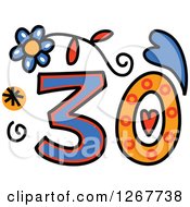 Poster, Art Print Of Colorful Sketched Patterned Number 30
