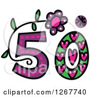 Poster, Art Print Of Colorful Sketched Patterned Number 50