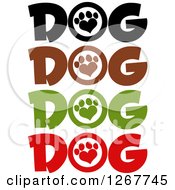Clipart Of Dog Text With Heart Shaped Paw Prints Royalty Free Vector Illustration