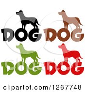 Silhouetted Dogs Over Text