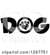 Poster, Art Print Of Black And White Dog Text With A Heart Shaped Paw Print
