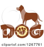 Poster, Art Print Of Brown Silhouetted Canine Over Dog Text With A Heart Shaped Paw Print