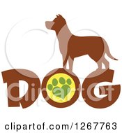 Brown Silhouetted Pooch Over Dog Text With A Heart Shaped Paw Print