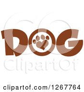 Poster, Art Print Of Brown Dog Text With A Heart Shaped Paw Print