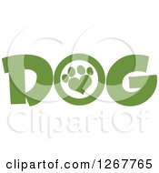 Poster, Art Print Of Green Dog Text With A Heart Shaped Paw Print