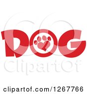 Poster, Art Print Of Red Dog Text With A Heart Shaped Paw Print
