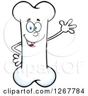 Clipart Of A Happy Cartoon Bone Character Waving Royalty Free Vector Illustration by Hit Toon