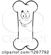 Clipart Of A Black And White Happy Laughing Cartoon Funny Bone Character Royalty Free Vector Illustration by Hit Toon