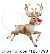 Happy Rudolph Red Nosed Reindeer Running Or Flying