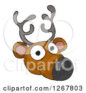 Clipart Of A Happy Sketched Reindeer Face Royalty Free Vector Illustration