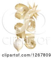 Clipart Of A 3d Suspended Gold 2015 New Year Numbers With Ornaments And Ribbons Royalty Free Vector Illustration
