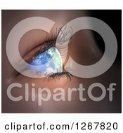 Clipart Of A 3d Earth Female Human Eye Royalty Free Illustration
