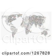 Poster, Art Print Of World Map Formed Of People On White