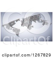 Clipart Of A World Map Formed Of People Over Gray Shading Royalty Free Illustration