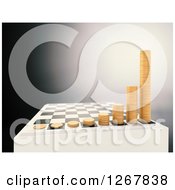 Poster, Art Print Of 3d Chess Board With Growing Stacks Of Coins Over Gray
