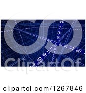 3d Escher Styled Binary Code Background In Blue