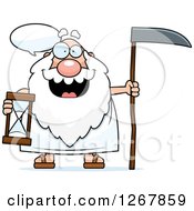Clipart Of A Talking Father Time Senior Man Holding An Hourglass And Scythe Royalty Free Vector Illustration by Cory Thoman