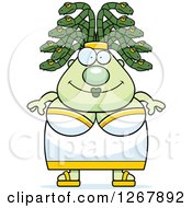 Clipart Of A Happy Chubby Gorgon Medusa Woman With Snake Hair Royalty Free Vector Illustration