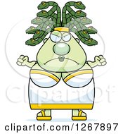 Clipart Of A Mad Chubby Gorgon Medusa Woman With Snake Hair Royalty Free Vector Illustration