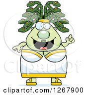 Clipart Of A Smart Chubby Gorgon Medusa Woman With Snake Hair And An Idea Royalty Free Vector Illustration by Cory Thoman