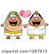 Clipart Of A Happy Chubby Egyptian Pharaoh Couple Holding Hands Royalty Free Vector Illustration