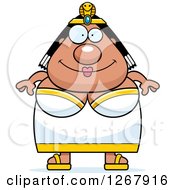 Clipart Of A Happy Chubby Cleopatra Egyptian Pharaoh Woman Royalty Free Vector Illustration