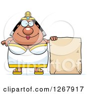 Poster, Art Print Of Happy Chubby Cleopatra Egyptian Pharaoh Woman With A Stone Sign