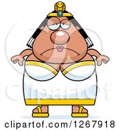 Clipart Of A Depressed Chubby Cleopatra Egyptian Pharaoh Woman Royalty Free Vector Illustration by Cory Thoman