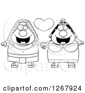 Black And White Happy Chubby Egyptian Pharaoh Couple Holding Hands