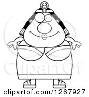 Clipart Of A Black And White Happy Chubby Cleopatra Egyptian Pharaoh Woman Royalty Free Vector Illustration by Cory Thoman