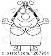Clipart Of A Black And White Loving Chubby Cleopatra Egyptian Pharaoh Woman Royalty Free Vector Illustration by Cory Thoman
