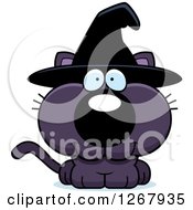 Poster, Art Print Of Happy Purple Halloween Witch Cat